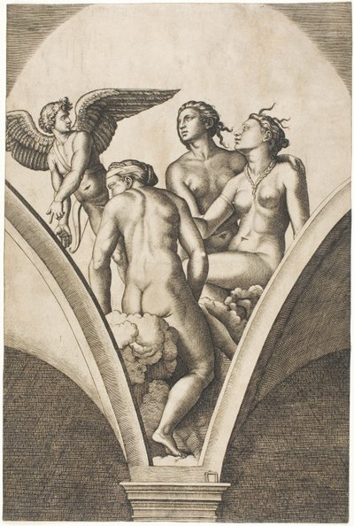 Ámor és a három grácia alkotó: Marcantonio Raimondi