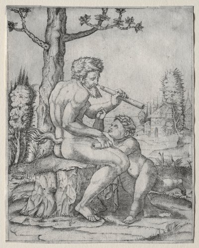 Faun és gyermek alkotó: Marcantonio Raimondi