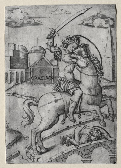 Horatius Cocles védi a Sublician hidat. alkotó: Marcantonio Raimondi