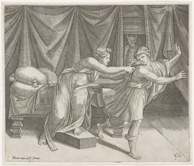 József és Potifár felesége alkotó: Marcantonio Raimondi