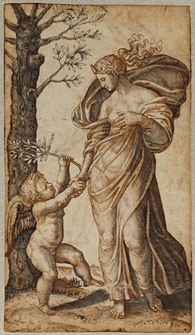 Minerva és Ámor megbékélése alkotó: Marcantonio Raimondi