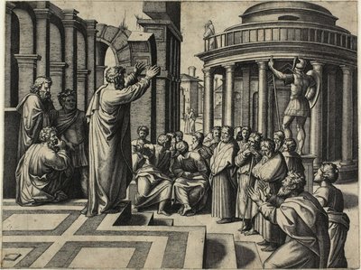 Szent Pál prédikál Athénban alkotó: Marcantonio Raimondi