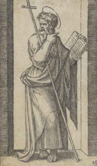 Szent Fülöp, bal kezében könyv, bal karján bot, a seri..., kb. 1500-1527. alkotó: Marcantonio Raimondi