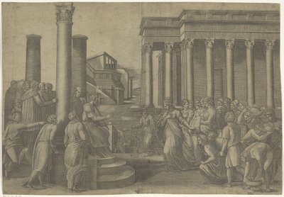 Salamon és Sába királynője alkotó: Marcantonio Raimondi