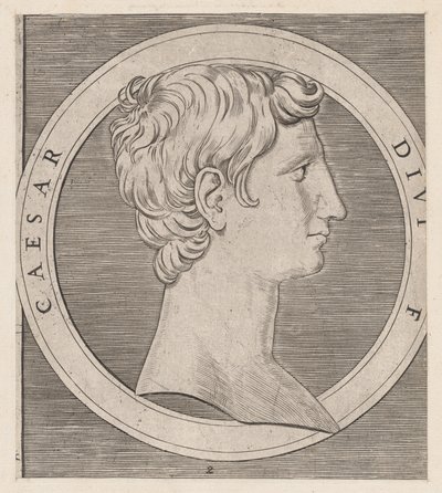 A római nagyszerűség tükre: Octavian Augustus, A tizenkét Caesarból, kb..., kb. 1500-1534. alkotó: Marcantonio Raimondi
