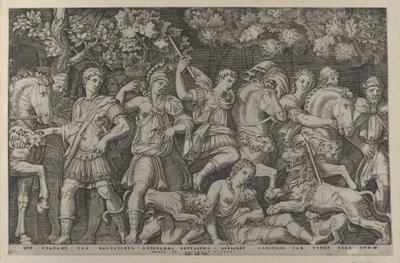 Az Oroszlánvadászat, kb. 1500-1534., kb. 1500-1534. alkotó: Marcantonio Raimondi