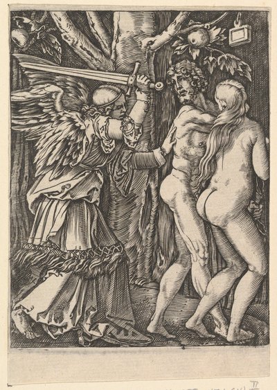 A Kiűzetés a Paradicsomból, Dürer után, kb. 1500-1534. alkotó: Marcantonio Raimondi
