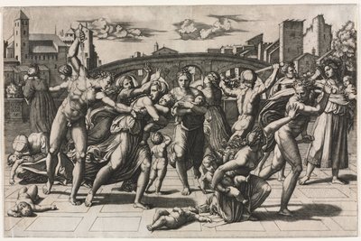 Az ártatlanok mészárlása (a fenyőfa nélkül) alkotó: Marcantonio Raimondi
