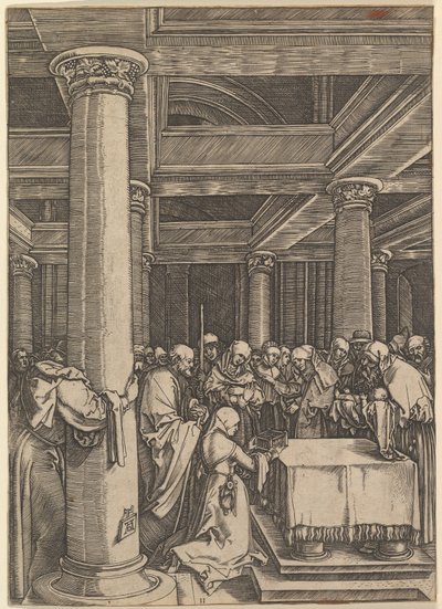 Jézus bemutatása Simeonnak a templomban, Dürer után, kb. 1500-1534. alkotó: Marcantonio Raimondi