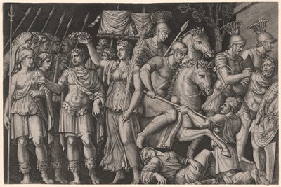 Traianus győzelemmel megkoronázva alkotó: Marcantonio Raimondi