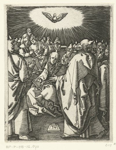 A Szentlélek kiáradása Krisztus szenvedése (sorozat címe) alkotó: Marcantonio Raimondi