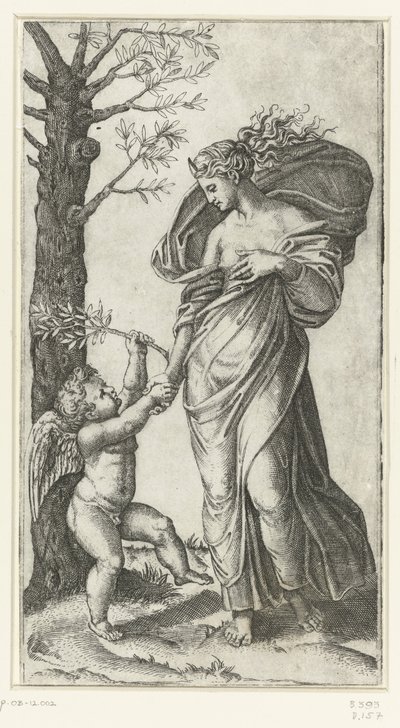 Minerva és Amor megbékélése alkotó: Marcantonio Raimondi