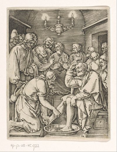Péter lábmosása Krisztus szenvedése (sorozat címe) alkotó: Marcantonio Raimondi