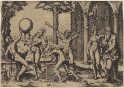 Az ember két trombitával alkotó: Marcantonio Raimondi after Baccio Bandinelli