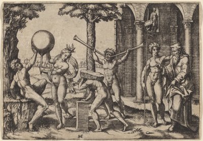 Az ember két trombitával alkotó: Marcantonio Raimondi after Baccio Bandinelli
