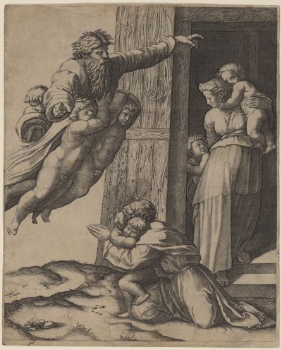 Isten megjelenése Noénak alkotó: Marcantonio Raimondi after Raphael