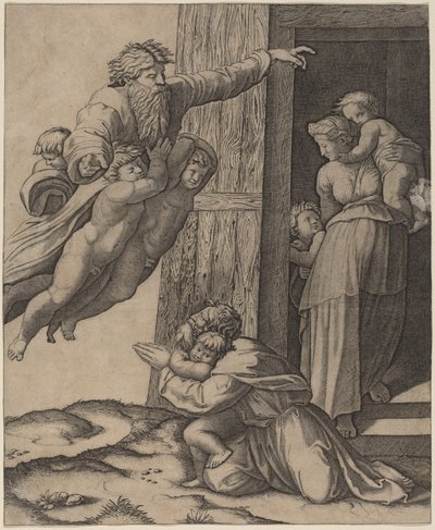 Isten megjelenése Noénak alkotó: Marcantonio Raimondi after Raphael