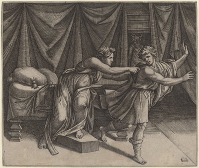József és Potifár felesége alkotó: Marcantonio Raimondi after Raphael