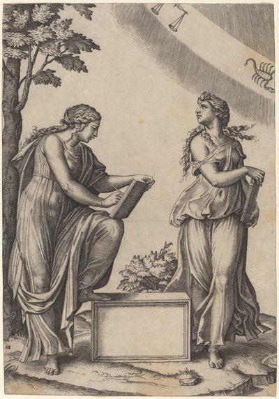 Két nő az állatövvel alkotó: Marcantonio Raimondi after Raphael