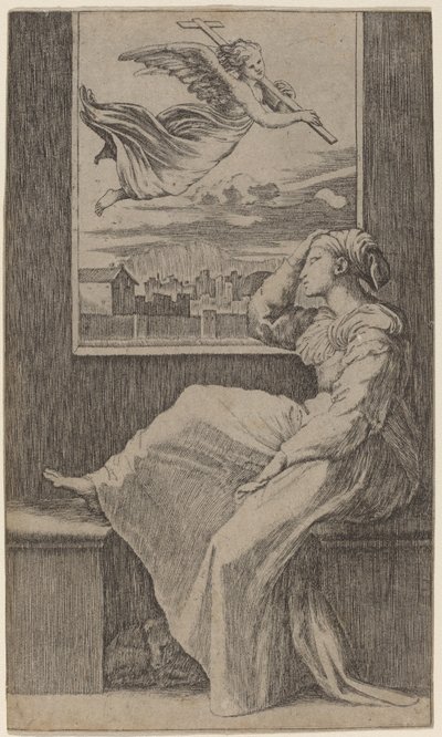 Töprengő Nő alkotó: Marcantonio Raimondi possibly after Raphael