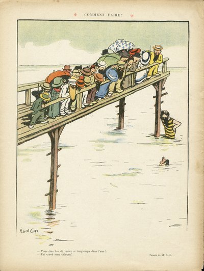 Illusztráció Marcel Capyról (1865-1941) a Le Lire-ben, 2012.08.24. – Hogyan kell csinálni? - szabadidő, építészet várostervezés, tengeri tengeri tengerpart, úszás, úszás, tömeg alkotó: Marcel Amable O.L. Capy