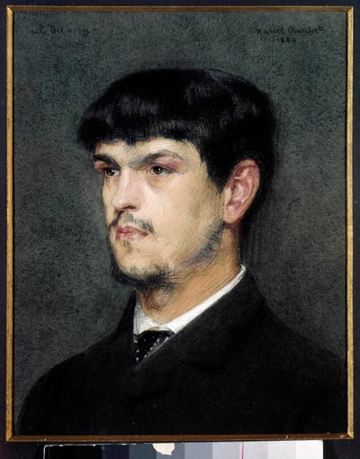 Claude Debussy (1862-1918) francia zeneszerző portréja Marcel Andre Baschet (1862-1941) fekete kő- és pasztellfestménye 1884 Méret: 0,27 x 0,26 m alkotó: Marcel Andre Baschet