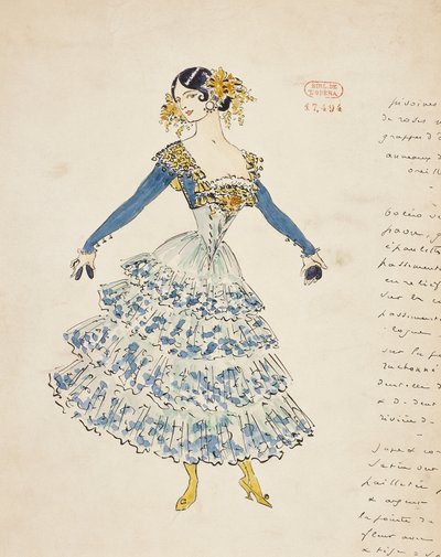 Carmen, Marcel Multzer (1866-1937) jelmezvázlata Carmen II. felvonásához, Georges Bizet (1838-1875) alkotó: Marcel Multzer