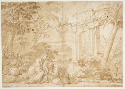 Jelenet az egyiptomi repülésről alkotó: Marcantonio Franceschini