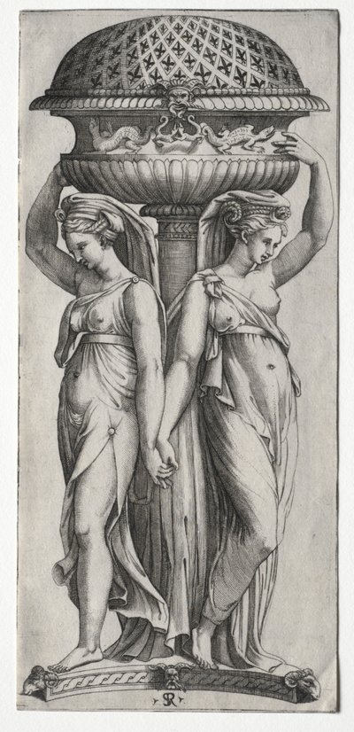 A Cassollette: Urnát támasztó nők c. 1520-27. alkotó: Marco Dente