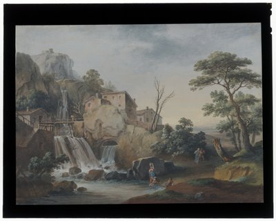 Landscape with Waterfall and Cottages alkotó: Marco Ricci