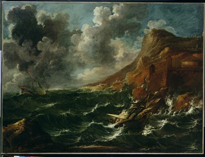 Ships in a Gale, 1705-2008 körül (olaj, vászon) alkotó: Marco Ricci