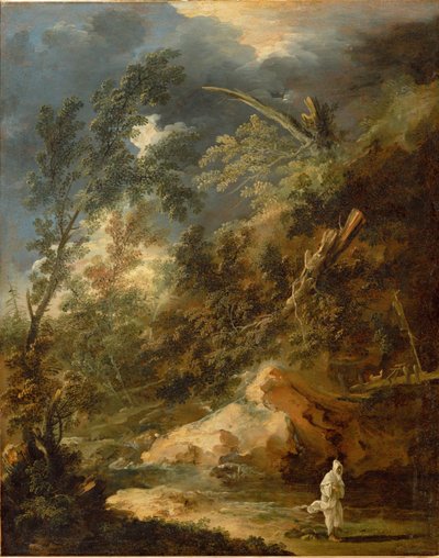 Wilderness with monk in a thunderstorm (festmény vászonra) alkotó: Marco Ricci