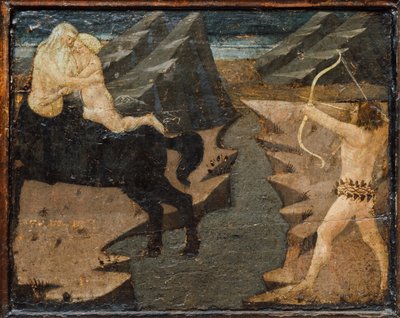 Cassone csatajelenettel és Herkules fáradozásaiból, FLorence, Itália, 1460 körül (tempera, gesszó és fa) alkotó: Marco del Buono Giamberti