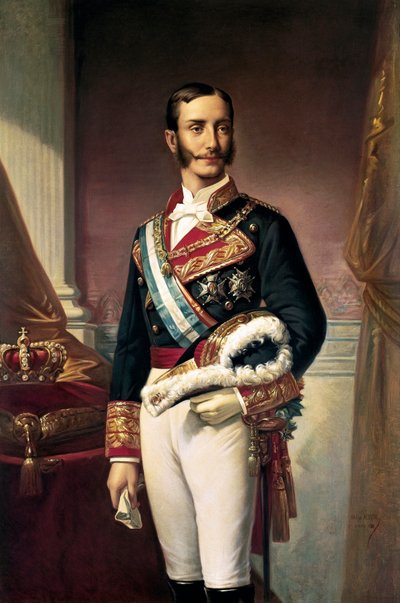 XII. Alfonz, spanyol király portréja (olaj, vászon) alkotó: Marcos Giraldez de Acosta