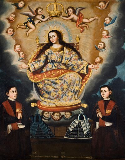 Ülő Madonna a García testvérek ballagásával alkotó: Marcos Zapata