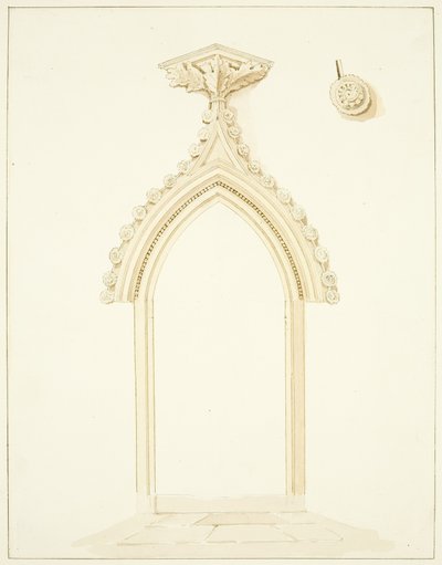 A bristoli székesegyház Vestry Room ajtaja (ceruza és akvarell papíron) alkotó: Marcus H. Homes