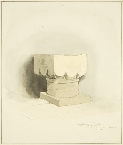 Norman betűtípus a Szent Fülöpben (ceruza és akvarell papíron) alkotó: Marcus H. Homes