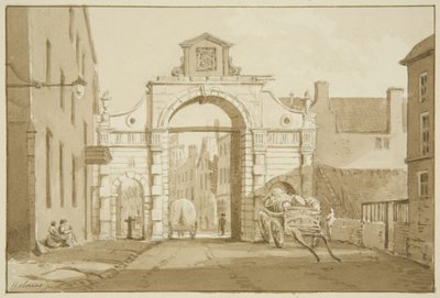 Temple Gate (ceruza és akvarell papíron) alkotó: Marcus H. Homes