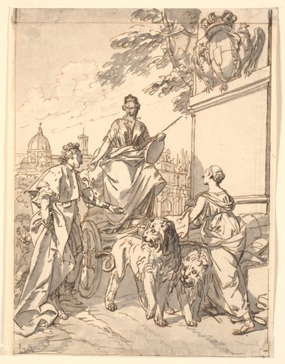 Allegorikus lap III. Ferenc herceg 1739-es Firenzébe való belépése alkalmából alkotó: Marcus Tuscher
