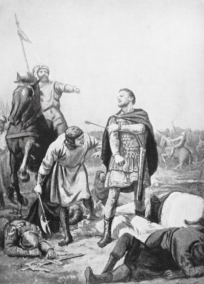 Romanus Diogenes császár elfogása Alp Arslani által 1071-ben (litográfia) alkotó: Margaret (after) Dovaston