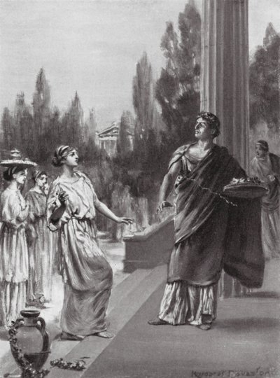 Hipparkhosz sértegeti Harmodiosz nővérét (litho) alkotó: Margaret (after) Dovaston
