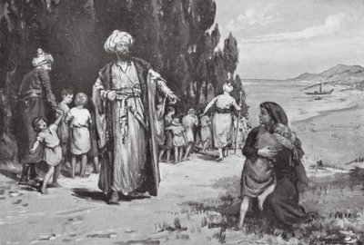 Gyermekek tisztelgése a törökök előtt (litográfia) alkotó: Margaret (after) Dovaston