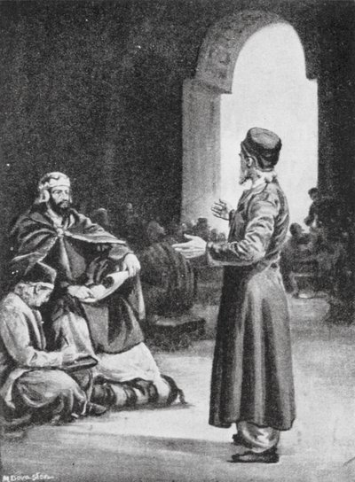 III. Vologesisz felügyeli a Pehlevi Avesta gyűjtését, Kr. u. 160 (litográfia) alkotó: Margaret (after) Dovaston
