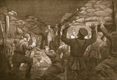 Egy német tiszt és tizennégy embere kegyelemért kiált Leach hadnagyhoz (lithó) alkotó: Margaret Dovaston