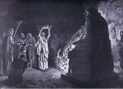 Föníciai áldozat Molochnak (litográfia) alkotó: Margaret Dovaston