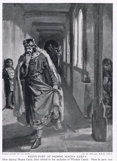 Johns dühe a Magna Carta aláírásakor AD1215 alkotó: Margaret Dovaston