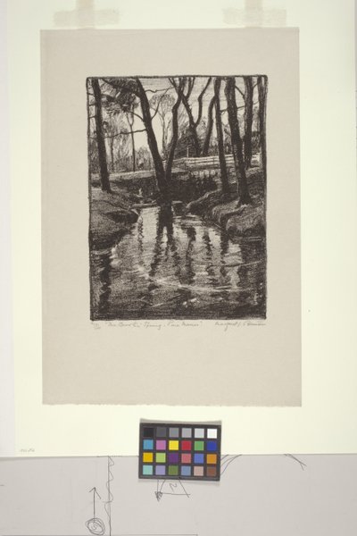 A tavaszi patak, Pine Manor (litho) alkotó: Margaret Jordan Patterson