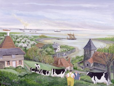 Thames Estuary Farm (olaj, vászon) alkotó: Margaret Loxton