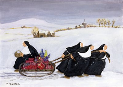 szánkózás (olaj, papír) alkotó: Margaret Loxton