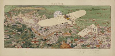 Beaumont Bleriot monoplánja Rómába érkezik, megnyerve a Párizs-Róma légiversenyt alkotó: Marguerite (fl.1909 14) Montaut